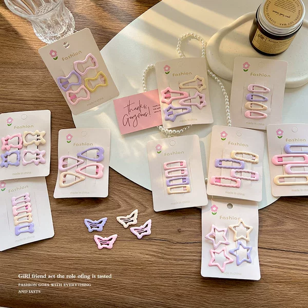 Children's Cute Princess Hairpin Set, Sweet and Creamy Texture, Front Bangs Clip, Dreamy Pink and Purple Star Bb Clip