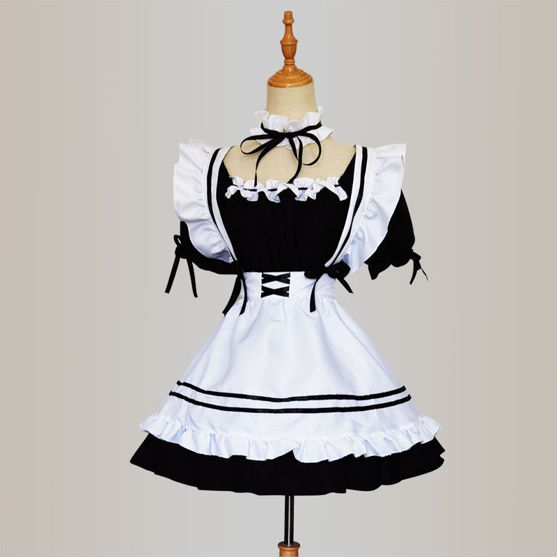 日本の黒い白いメイドの服の大きい男の日常のローリのメイドのかわいいlolitaのワンピースの大きいサイズ|undefined