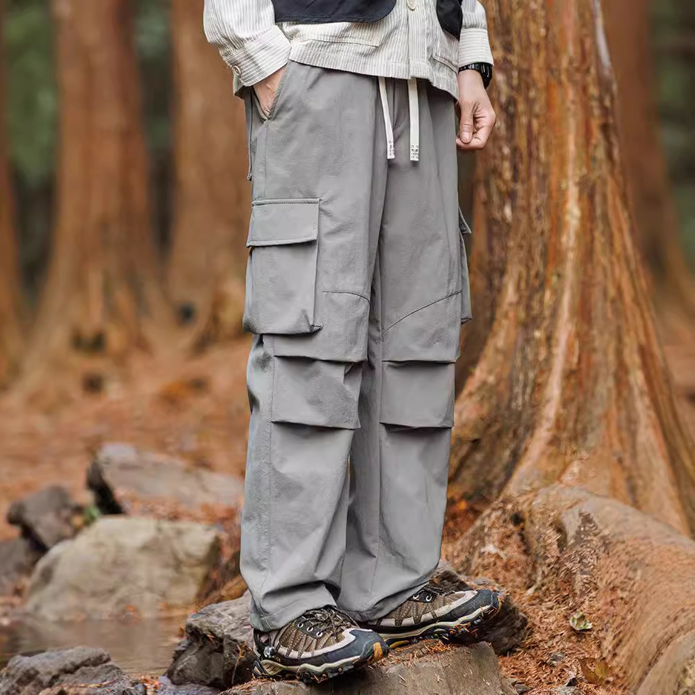Japanese Style Cargo Pants for Boys, Outdoor Hiking Pants, Windproof and Waterproof Spring & Fall Style Assault Pants, Trendyy Multi-Flap Pocket Pants Sweatpants
