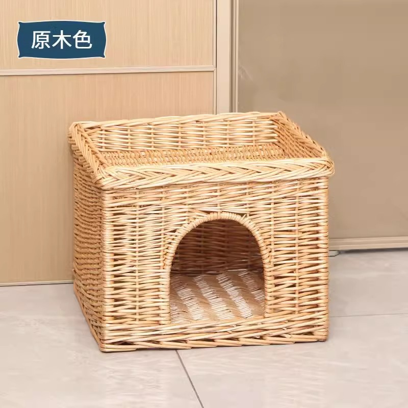 Nido de gato de tejido de sauce VIP Teddy Bear pequeño perro de cuatro estaciones general desmontable y lavable perro de tejido de caña multicapa perro de mascotas