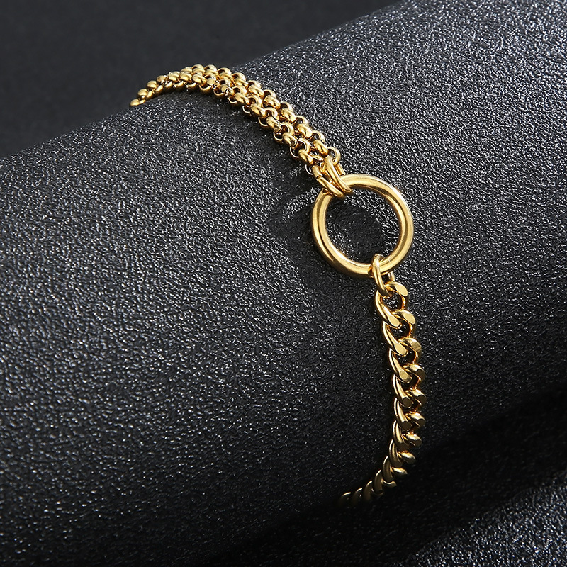 Simple Style Geometric Titanium Steel Plating 18K Gold Plated Unisex Bracelets display picture 5