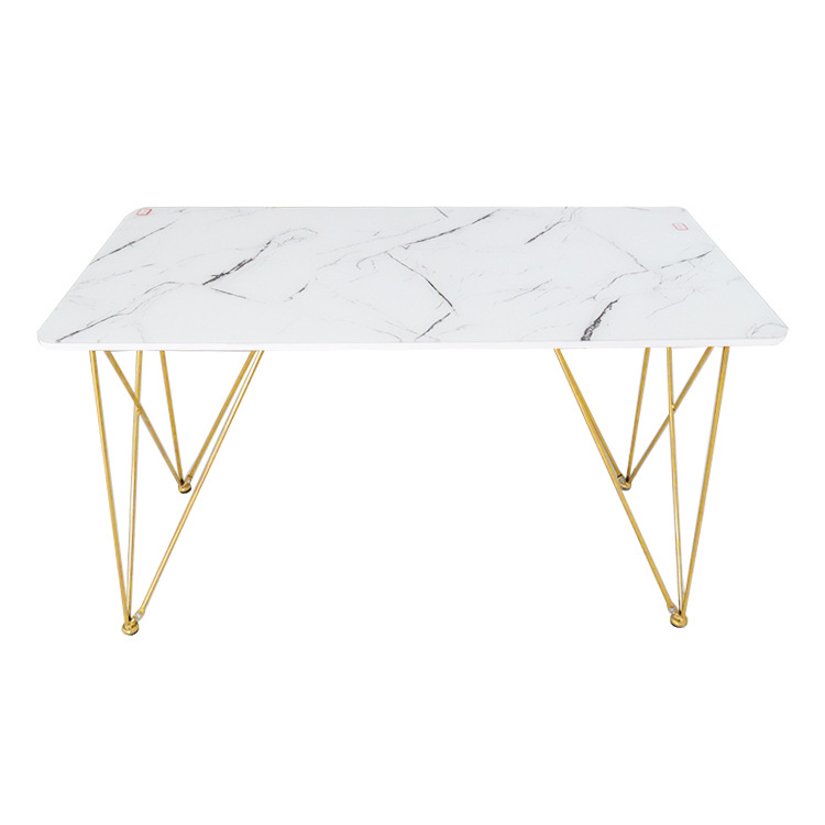 Mesa de café, tabla de roca, MDF, mesa de té de lujo ligera, piernas metálicas, mesa de café de vidrio temperado transfronterizo image 6