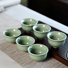 陶瓷品茗小茶杯耐热家用功夫茶具套装主人杯子加厚6只装特价清仓