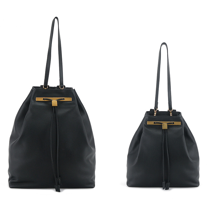 Row 24 otoño e invierno tirando de la cuerda piel de vaca 100 bolsas de hombro de cuero de gran capacidad bolsos de hombro de moda mujeres