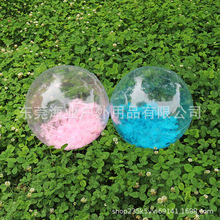 厂家生产环保PVC充气透明羽毛沙滩球泳池拍照互动戏水沙滩球