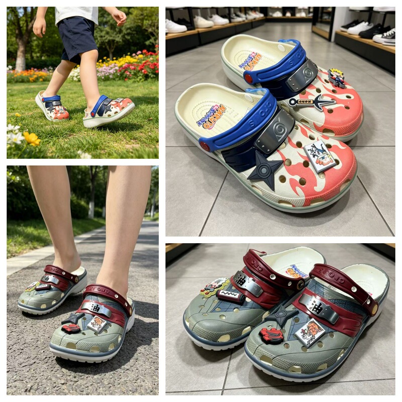Cros Naruto Fourth Hokage Minato Sasuke Clogs Spring and Summer New Men's Closed-Toe Slippers Sandals Beach Shoes