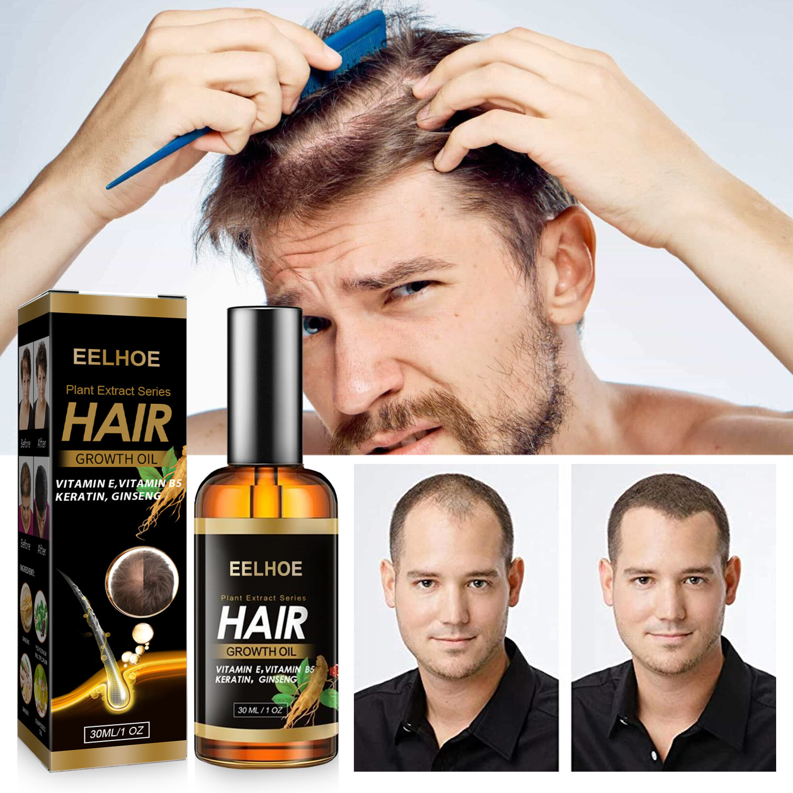 EELHOE Óleo Essencial Longo Denso Suave Seda Gengibre Essência Condicionador de Cabelo_voghion.com