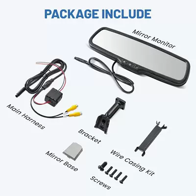 4.3inch Special Vehicle Rearview Mirror Monitor with High Brightness and Automatic Dimming, High-Definition Car-Mounted Reversing Camera with Dual Av Video Inputs (Car display) - 43inch-special-rearview-mirror-display