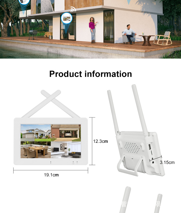 Cross-border best-selling 4-way wireless surveillance kit, NVR video recorder with screen 3 million Yishi Cloud