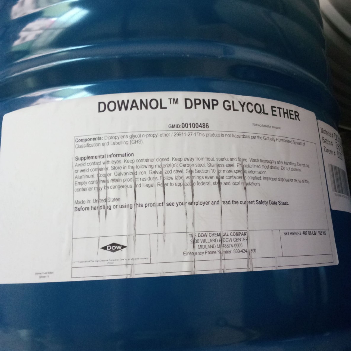 供应陶氏二丙二醇丙醚DPNP  工业清洗环保溶剂 185KG/桶