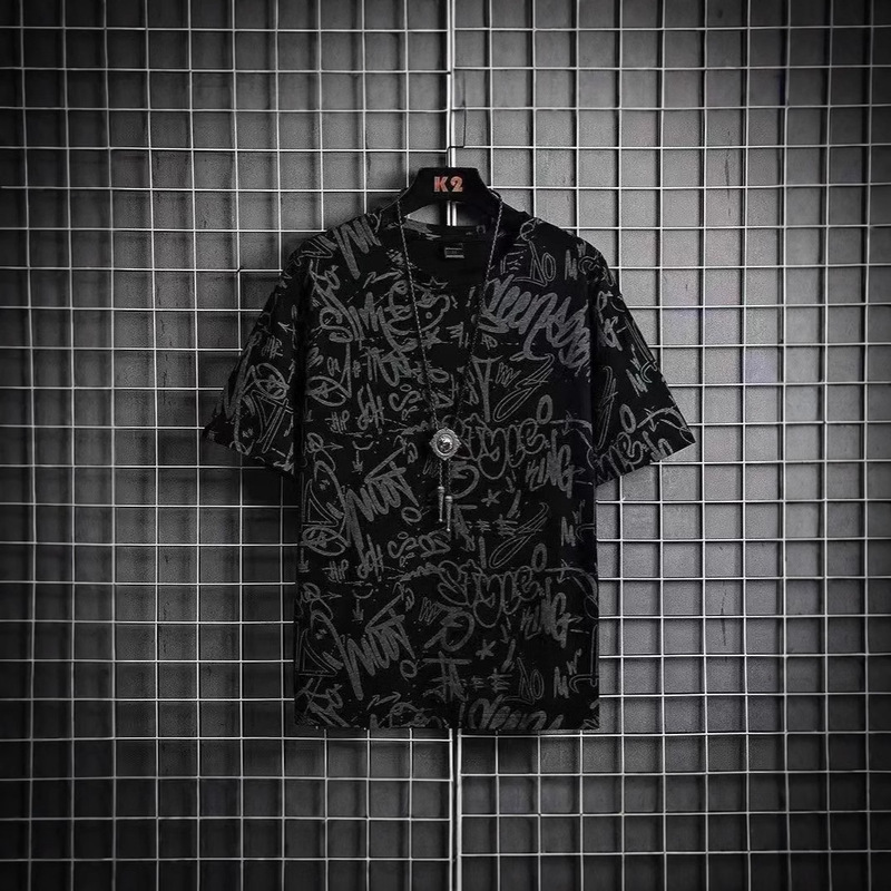 Wholesale manufacturers new short sleeve T-shirt men's summer thin ice silk breathable trendy T-shirt tide brand ins boys