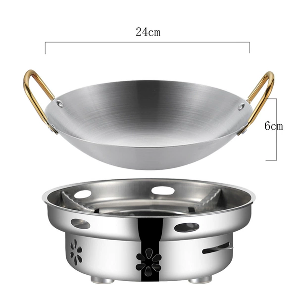 Alcohol stove + (24cm small dry pot, golden ear thickened version)