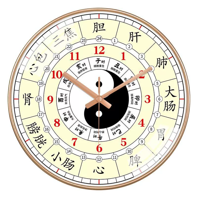 Часы Ziwuwan Injecting Beauty Salon Clock Clock Clocks 24 Hours of Health History Clock Chinese Medicine Twelve Camera Meridian Gossip S тихие часы