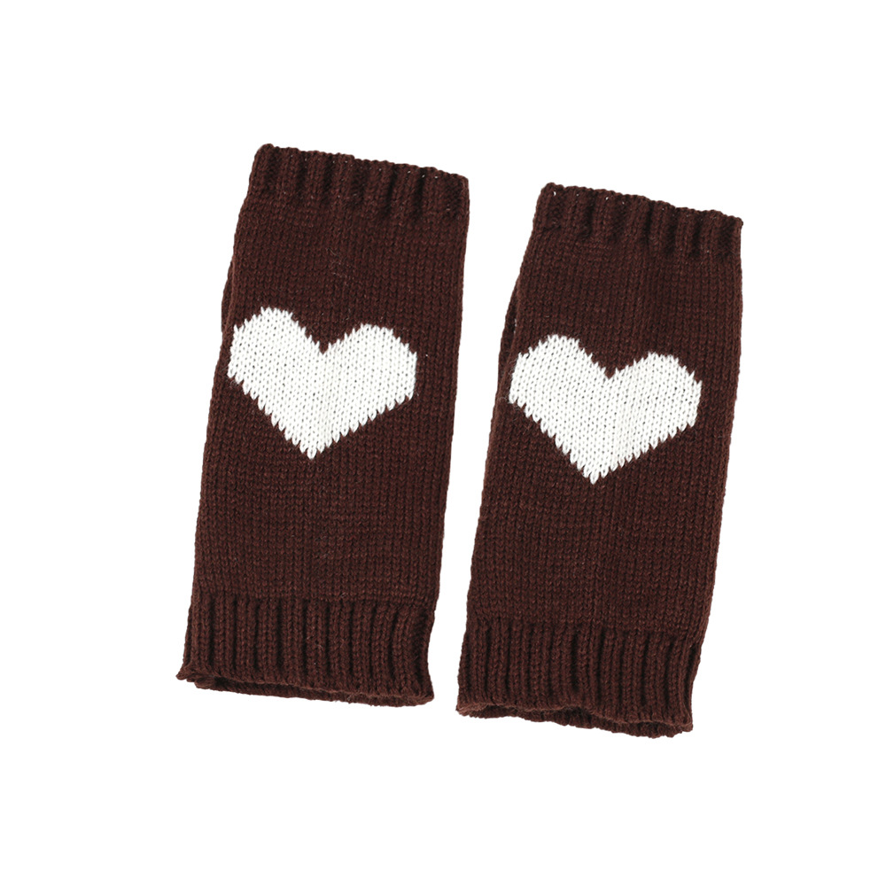Κοντά μισά δάχτυλα για φοιτητικό γραφείο, μανίκια ροδακινί, πλεκτά γάντια αγάπης με ζεστή καρδιά_voghion.com