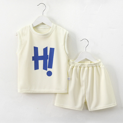 Children's vest suit summer new boys' sleeveless suit Korean style breathable summer clothing children's clothing wholesale two-piece set