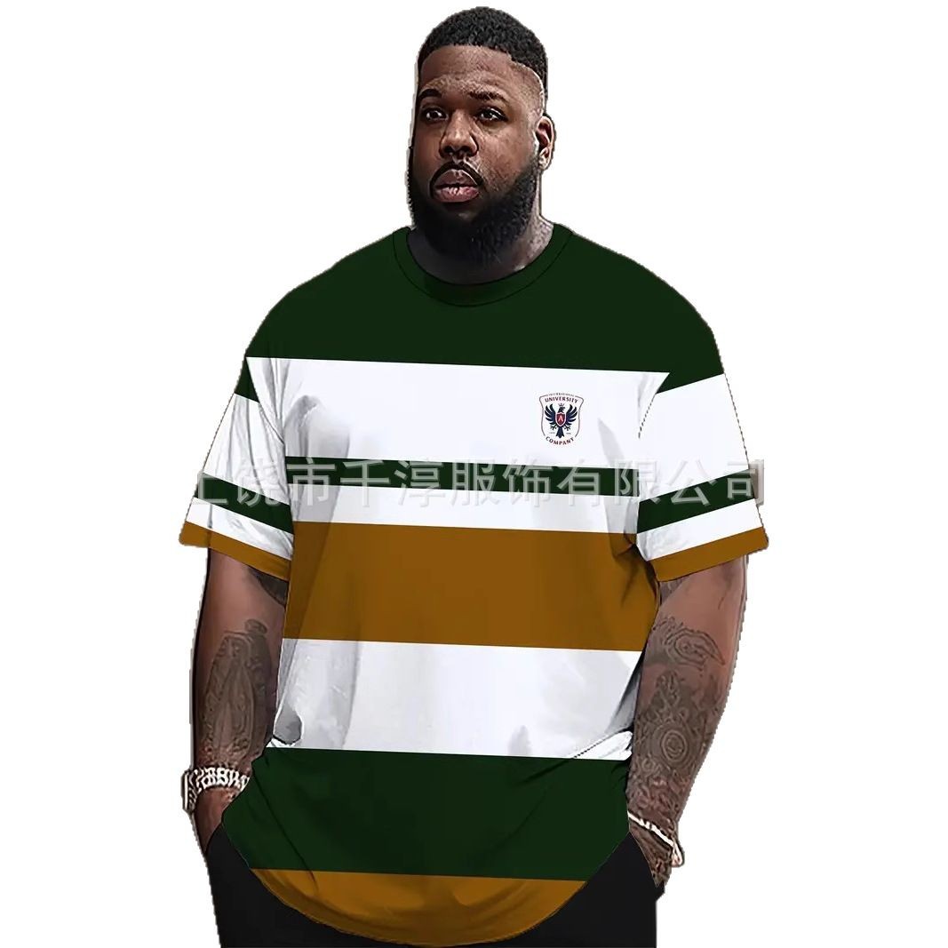 AliExpress TMEU verano estilo caliente comercio exterior ropa de hombre deportes de manga corta camiseta impresa a rayas de cuerpo completo digital 3D