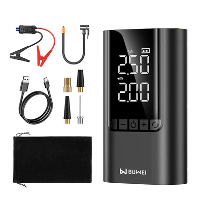 [Br12] Buwei Car Emergency Start-Up and Air Pump All-In-One Device, Battery Emergency Multi-Function Jump Starter (Kempinq və səyahət) - buwei-br12-inflatable-start-up-all-in-one-machine-black-6000-mah-smart-clip