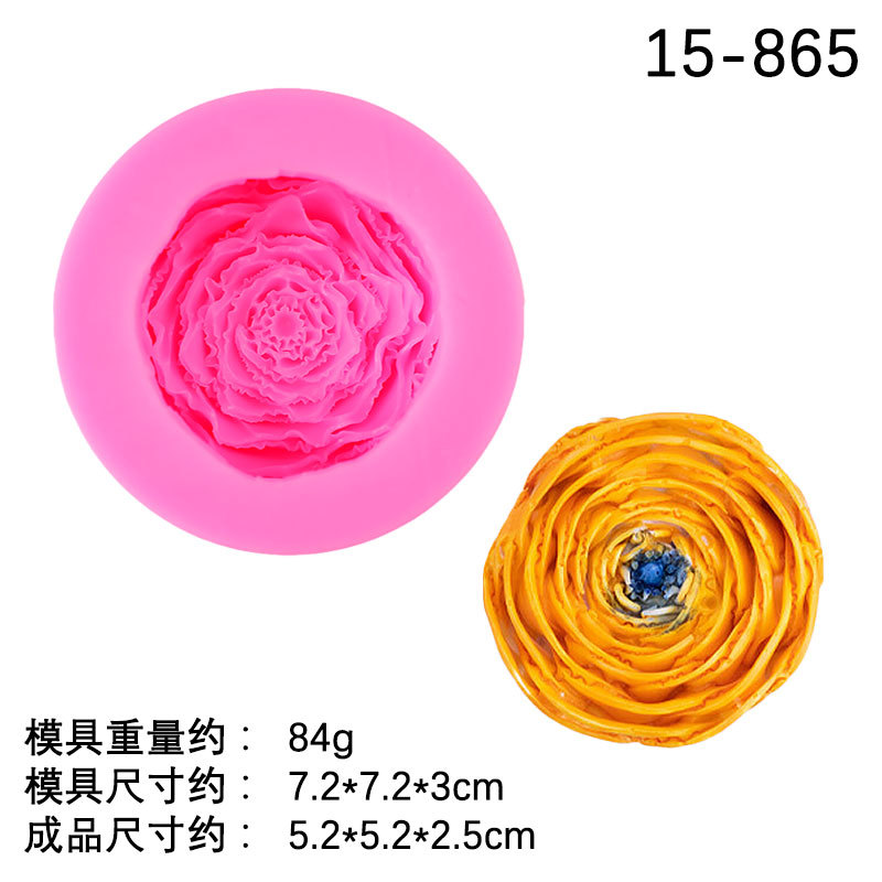 Agujero tridimensional rosa margarita flor brote silicona molde hecho a mano yeso epoxi decoración decorativa molde vela