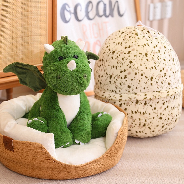 Muñeca de juguete de peluche de huevo de dinosaurio creativo transfronterizo con alas Linda muñeca de dinosaurio de dibujos animados para niños muñeca calmante