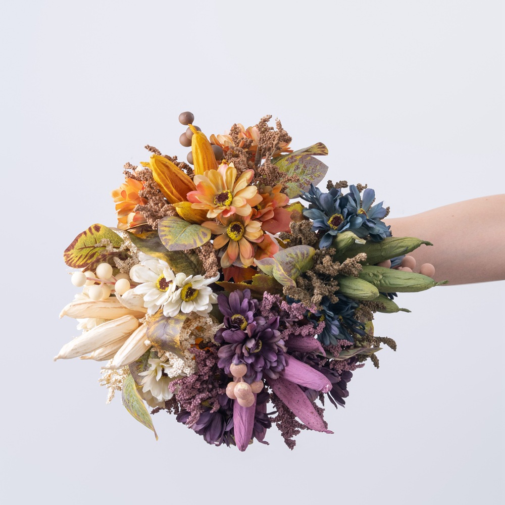 批發假花三木露風秋葵把束仿真花家居裝飾跨境婚慶INS風CL62002