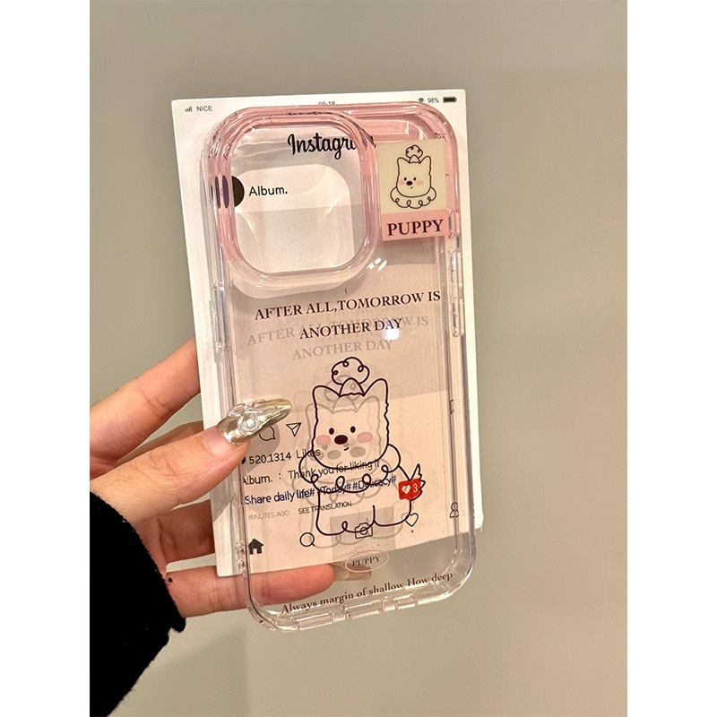 Dibujos animados lindo semi-transparente West Highland para iphone14 funda para teléfono móvil 16ProMax Apple 15 pareja 13 mujer 16