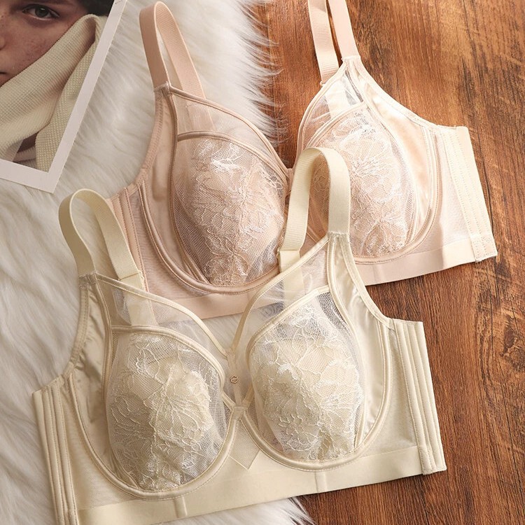Lace Lingerie for Women, Large Bust Minimizing, Thin and Breathable, Side Breast Support, Anti-Sagging, Adjustable Soft Underwire Bra Lace Lingerie for Women, Large Bust Minimizing, Thin and Breathable, Side Breast Support, Anti-Sagging, Adjustable Soft Underwire Bra