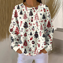 2025马逊独立独新款复古3D数码印花三扣圆领Polo卫衣女装华夫格