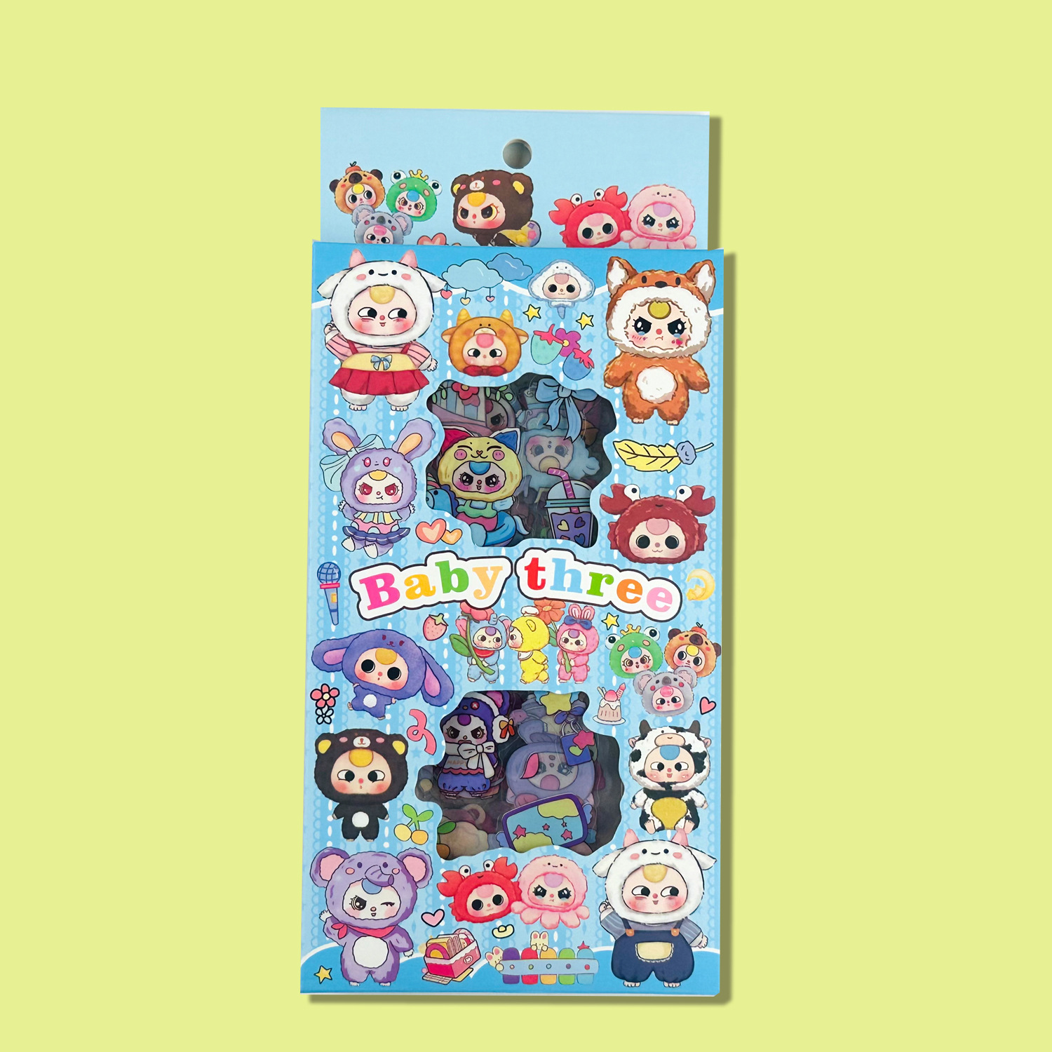 Cuatro tipos de pegatinas de caja de dibujos animados transfronterizos de tres años de edad, materiales impermeables de mascotas adorables y creativos DIY