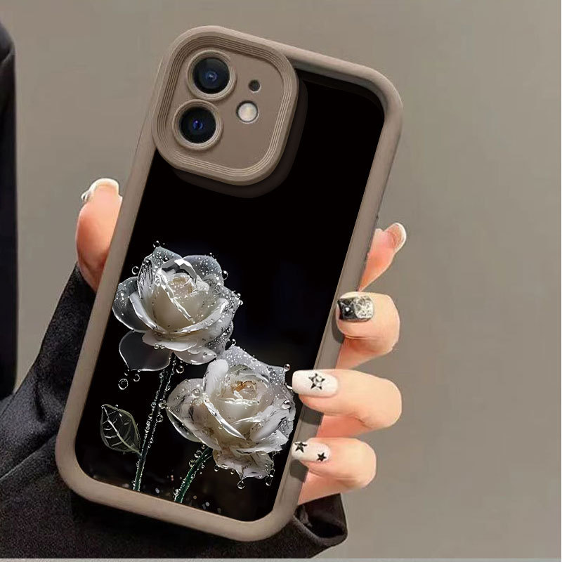 水晶玫瑰适用苹果15pro跨境16promax手机壳iphone17小众14全包13|undefined