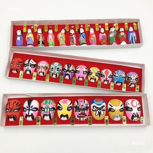 Chinese Style Peking Opera Facial Makeup Small Clay Figurine Ornaments, Traditional Handicrafts for Foreigners, Unique Export Products
