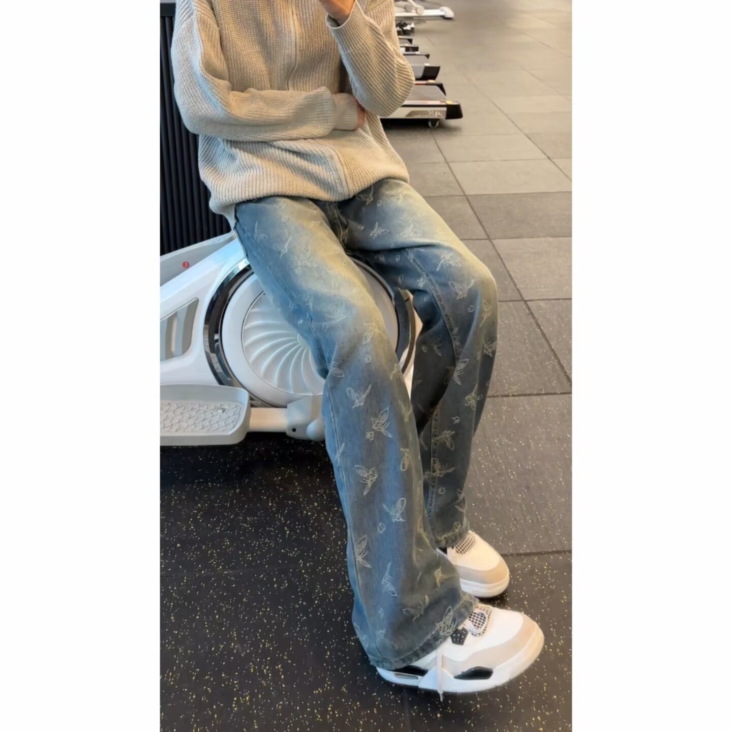 Hong Kong Style Jeans Men's Versatile New Handsome Hip-hop High Street Trend Ruffian Handsome Long Pants Full Of Printed Vibe Pants_mkmklike.com
