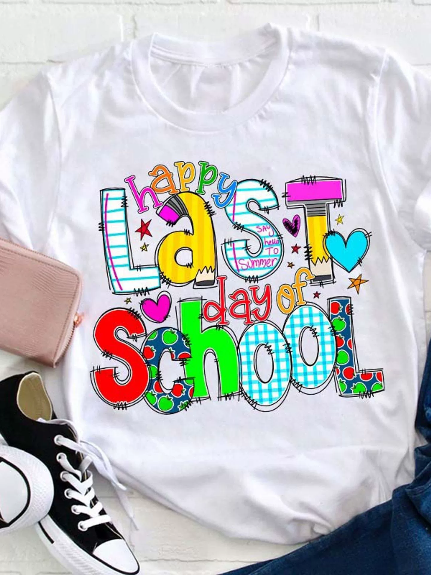 Женская футболка Happy Last Day of Teacher, трансграничная дропшиппинг