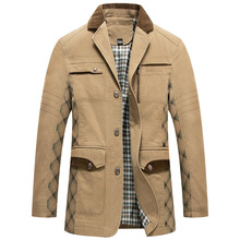 春秋男式休闲中年茄克男外套时尚西装领夹克免烫小西服男一件代发