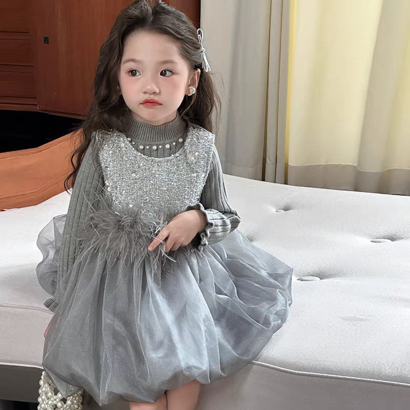 Vestido de niñas de terciopelo otoño-invierno 2025 nuevo estilo extranjero Gao Ding Baby Miu serie chaleco de viento pequeño vestido de princesa