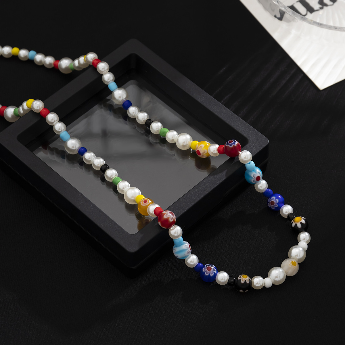 Unisex Gender Simple Style Geometric Imitation Pearl Glass Beaded Unisex Necklace