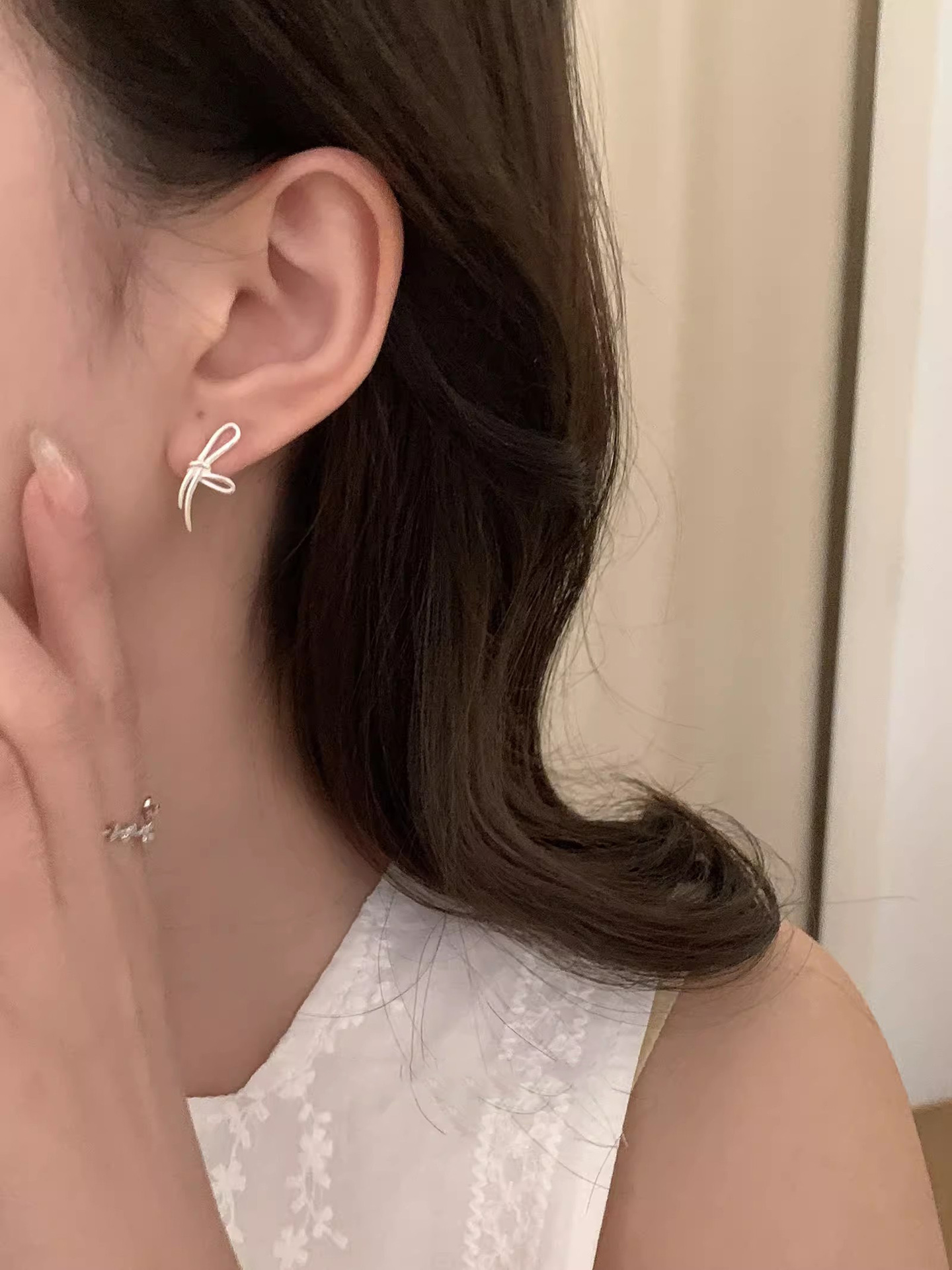 Bow Knot Pattern 1 Pair 925 Sterling Silver Bow Knot Ear Studs