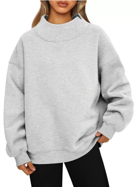 Amazon 2026 European and American Style Sweatshirt Long-Sleeved High-Neck Pullover Sweatshirt Casual Sweatshirt Fleece Top for Women