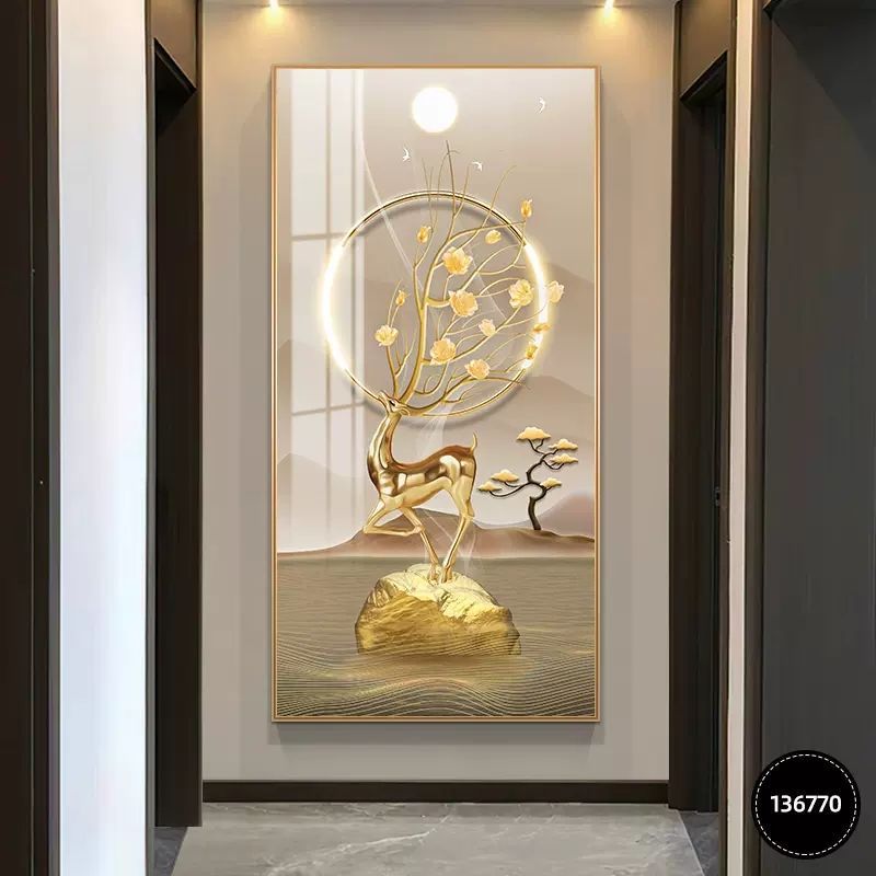 Pintura decorativa de entrada moderna de lujo ligera atmósfera Fu Zi de alta gama mística fondo mural decoración de muros colgantes de pasillo mural image 29