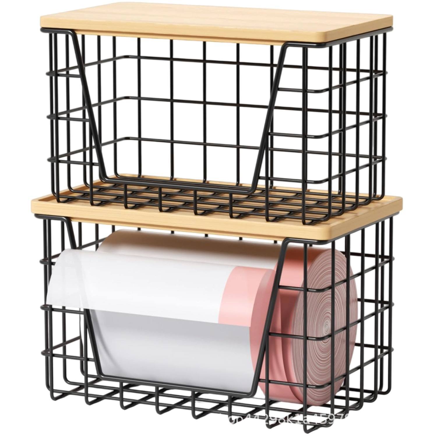 Cross-Border Kitchen Iron Storage Rack, Multi-Functional Stackable Fruit and Vegetable Storage Basket, Wall-Mounted Storage Basket