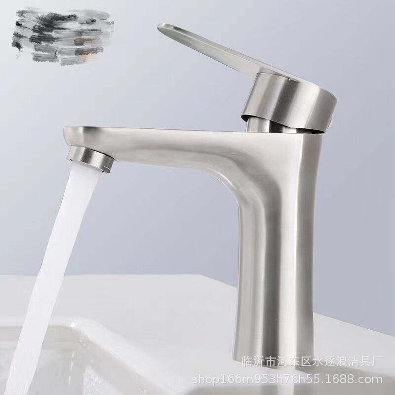 304 Stainless Steel Faucet Single Cold Basin Household Toilet Wash Wash Basin Hot and Cold Bathroom Cabinet Faucet
