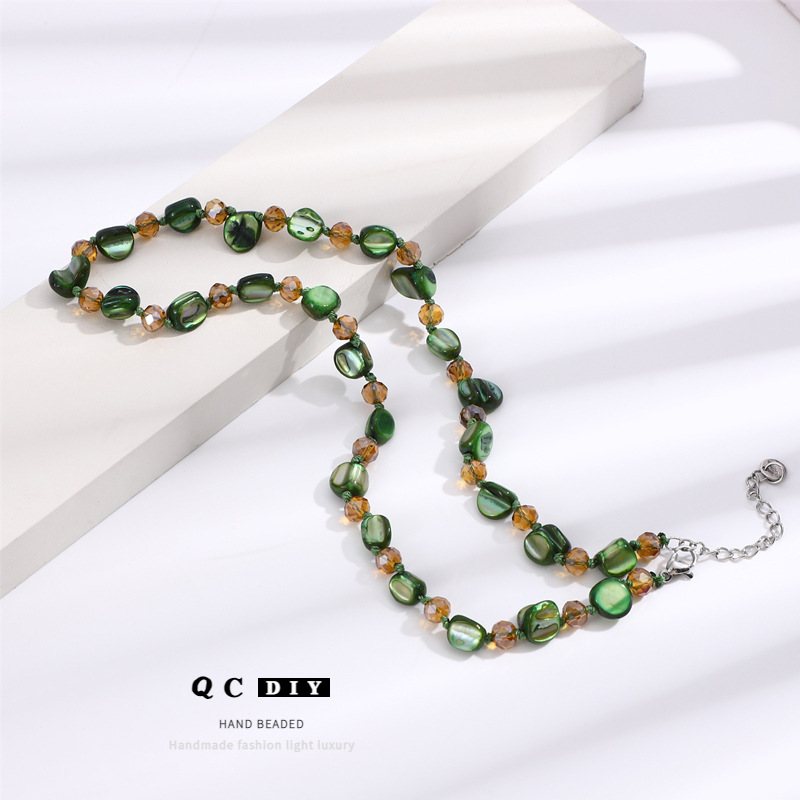 Bohemian Green Shell Beaded Choker Necklace For Beach Vacation_voghion.com
