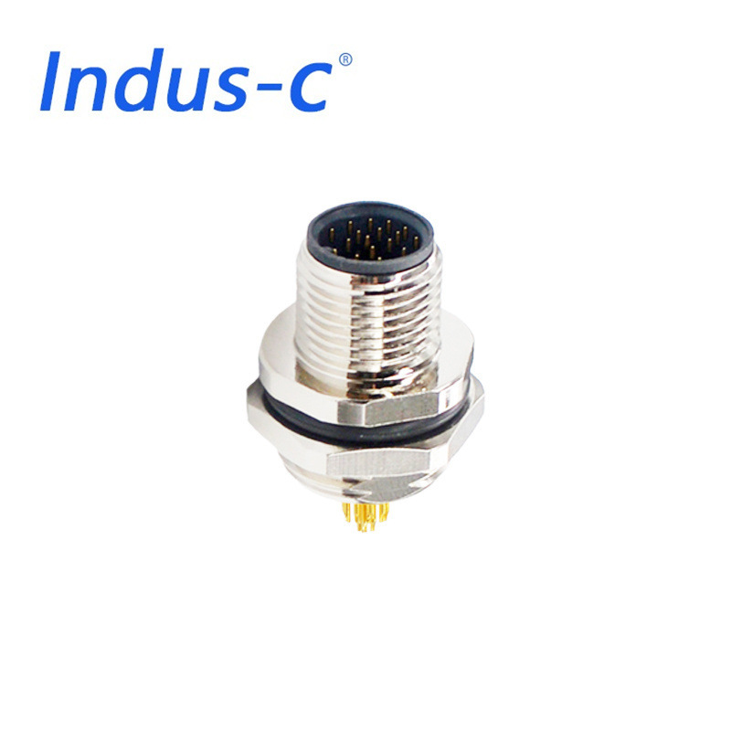M12 a Type 17-Core Male Straight Rear Lock Panel Wire Welding Type Medical Device Sensor Waterproof Connector