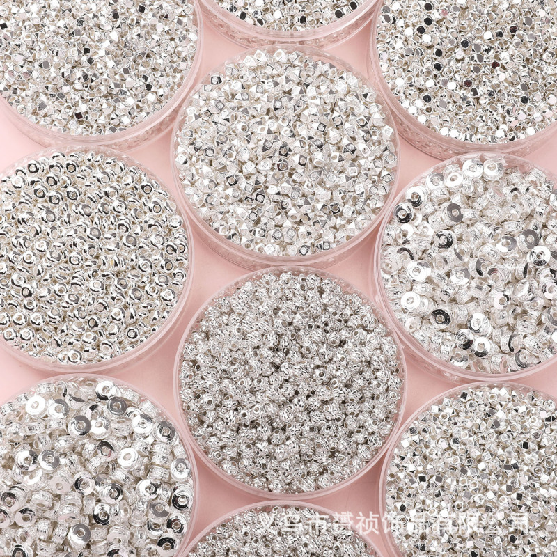 Broken Silver, a Few Pounds Thick Silver-Plated Loose Beads, Square Triangular Beads, DIY Handmade Beading Materials, Jewelry Bracelet Accessories