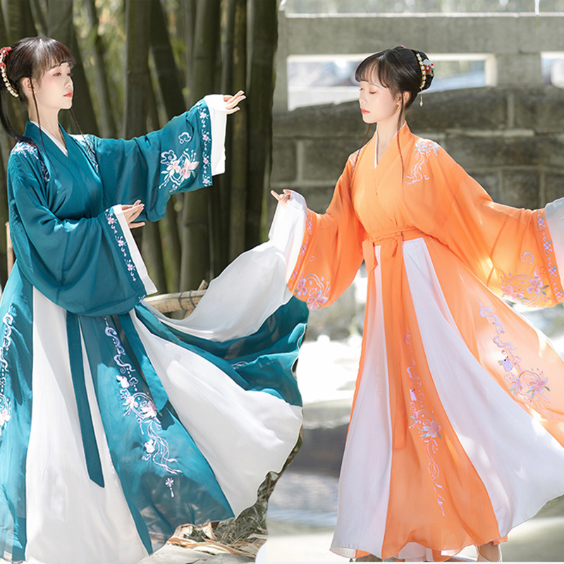 New Adult Embroidered Hanfu Women's Jin-made Waist-length Collar Autumn Cabbage Student Photography Daily Chinese Ru-style Skirt