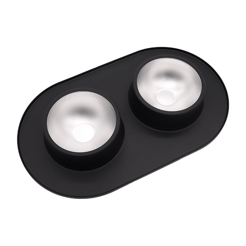 Tazón para mascotas Tazón de comida para perros de acero inoxidable Beber agua Alimentar a las mascotas Tazón doble Ventosa Juego de comida de silicona para perros y gatos anti-volcado