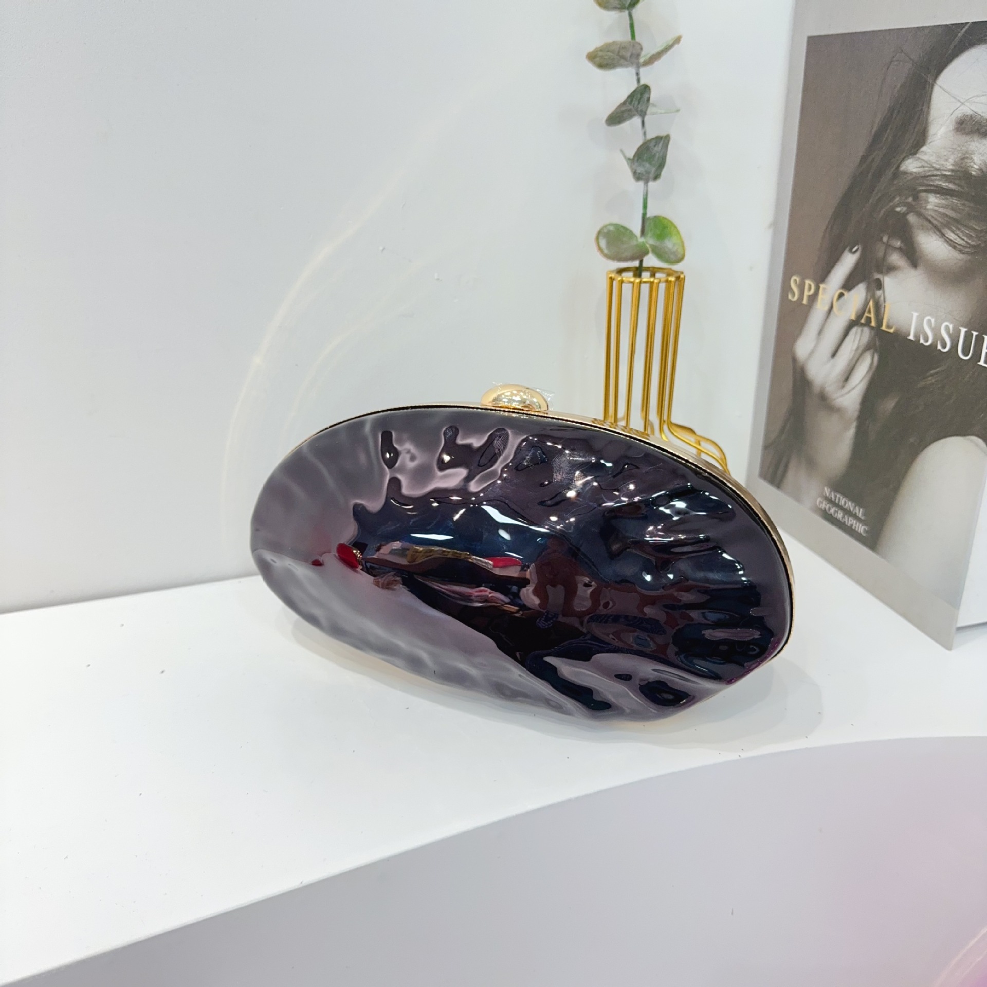 Bolsas de cena transfronterizas bolsas de mano de dama bolsas de bloqueo de mármol bolsas de acrílico bolsas de cadena huevo de ganso bolsas de cena