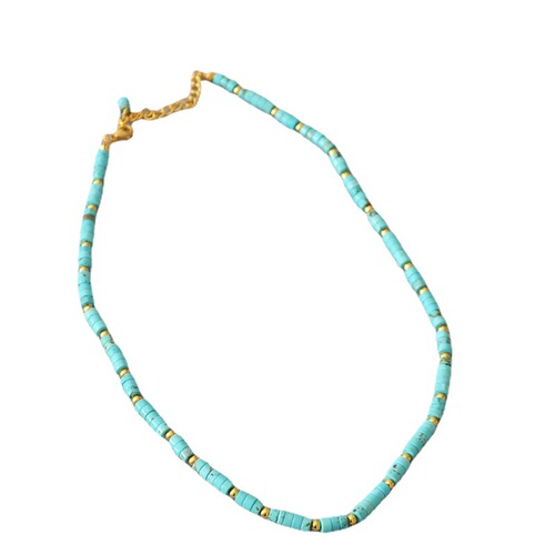 European and American Minority Retro Bohemian Mixed Color Stone Bead Splicing Fashion Simple Fresh Necklace Clavicle Chain 