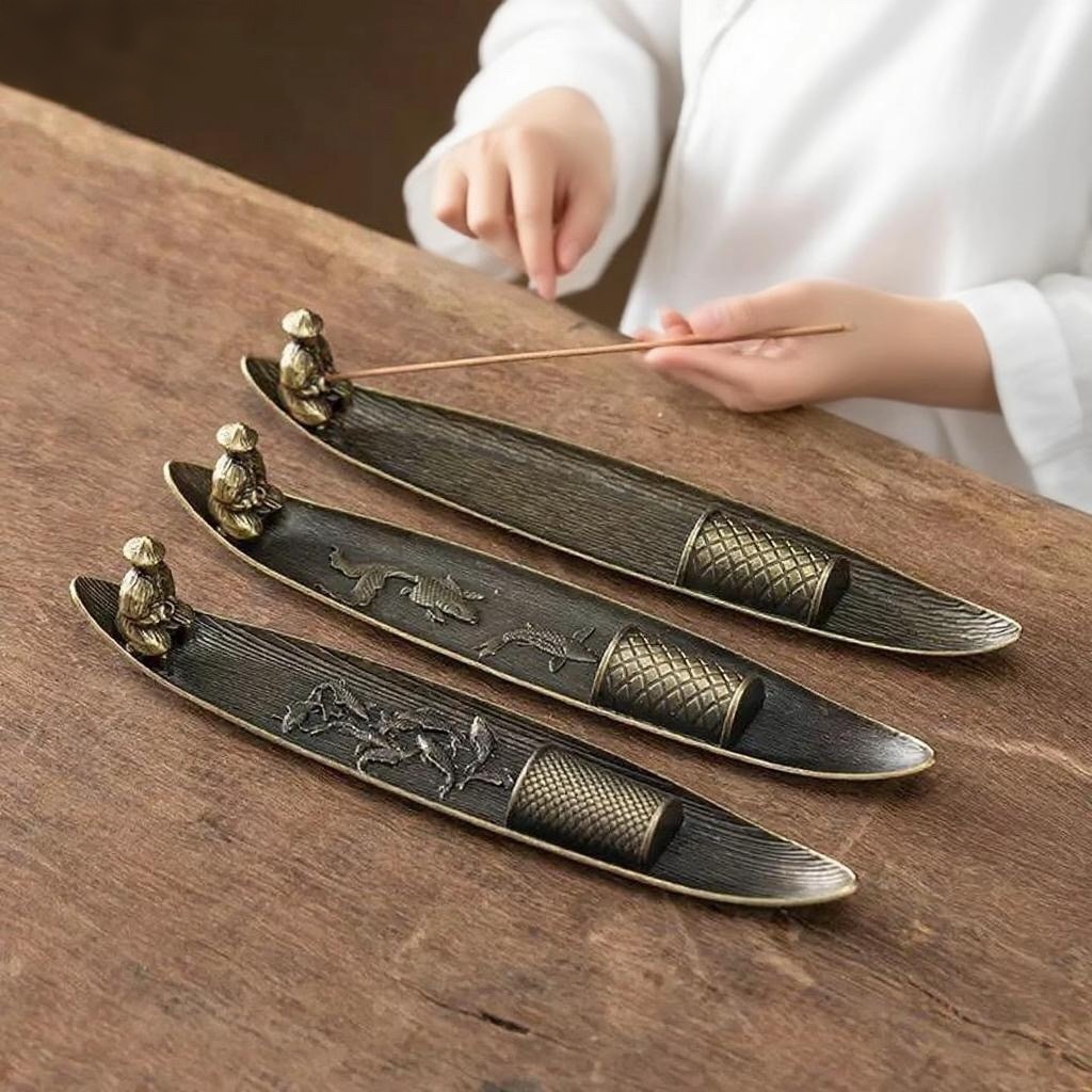 Chinese-Style Creative Fisherman Fishing Line Incense Holder Home Indoor Incense Burner Sandalwood Agarwood Burner Incense Burner Ornament