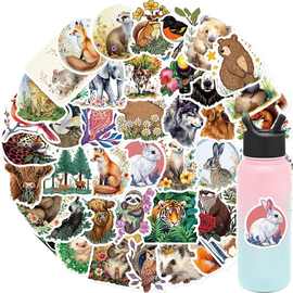 50张卡通森林动物涂鸦贴纸装饰吉他笔记本行李箱DIY防水贴画批发