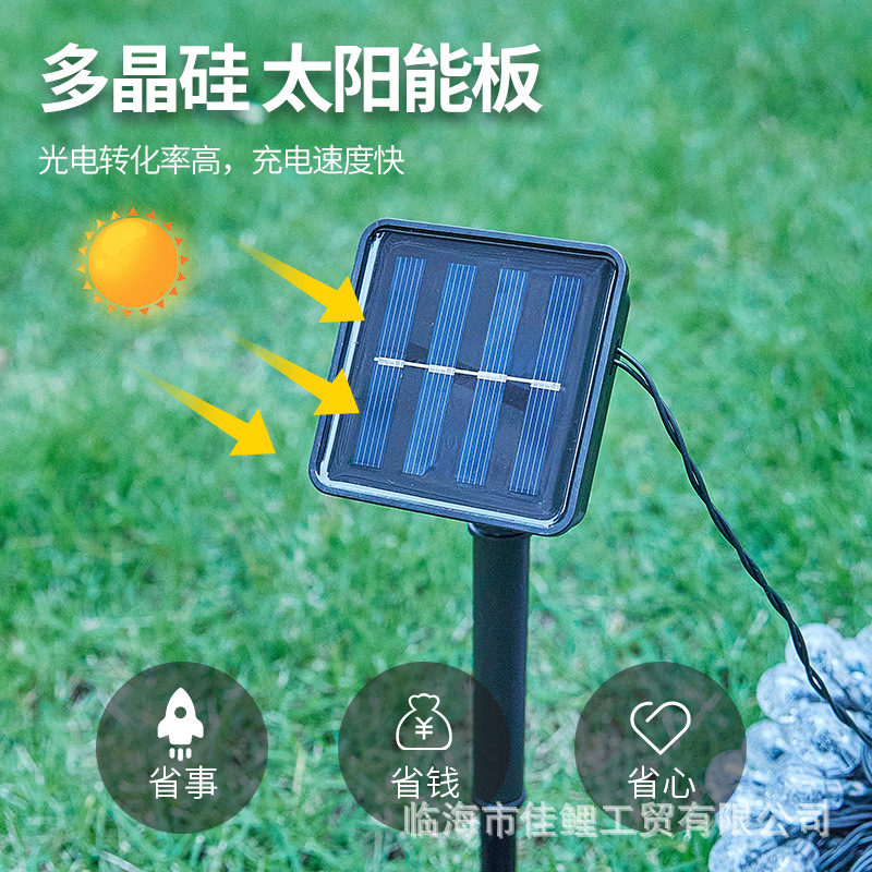 Bola de burbuja solar LED transfronteriza, cadena de luces, linterna decorativa para patio de Navidad, luz intermitente de bola de estilo de camping impermeable al aire libre